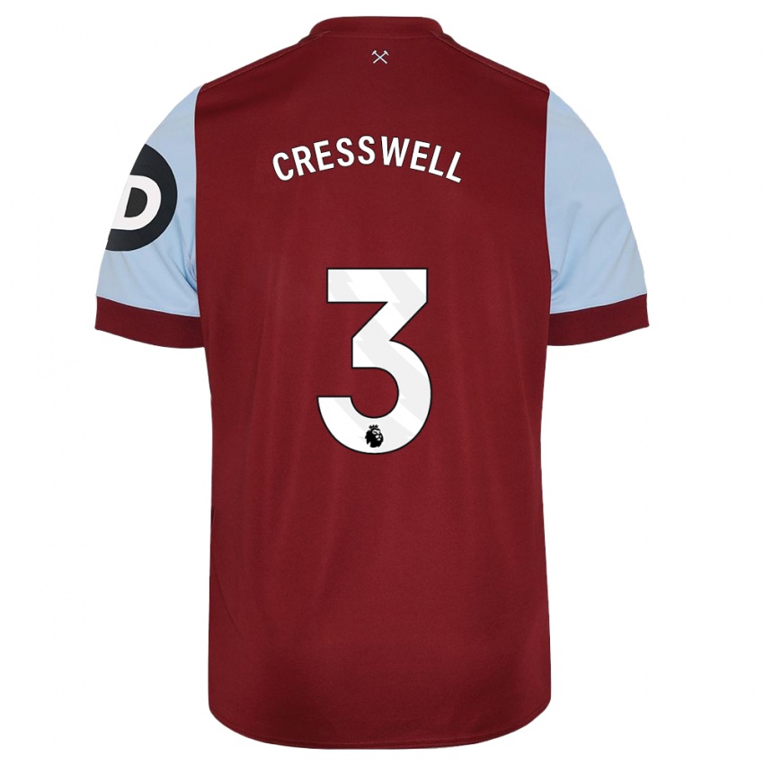 Børn Aaron Cresswell #3 Rødbrun Hjemmebane Spillertrøjer 2023/24 Trøje T-Shirt