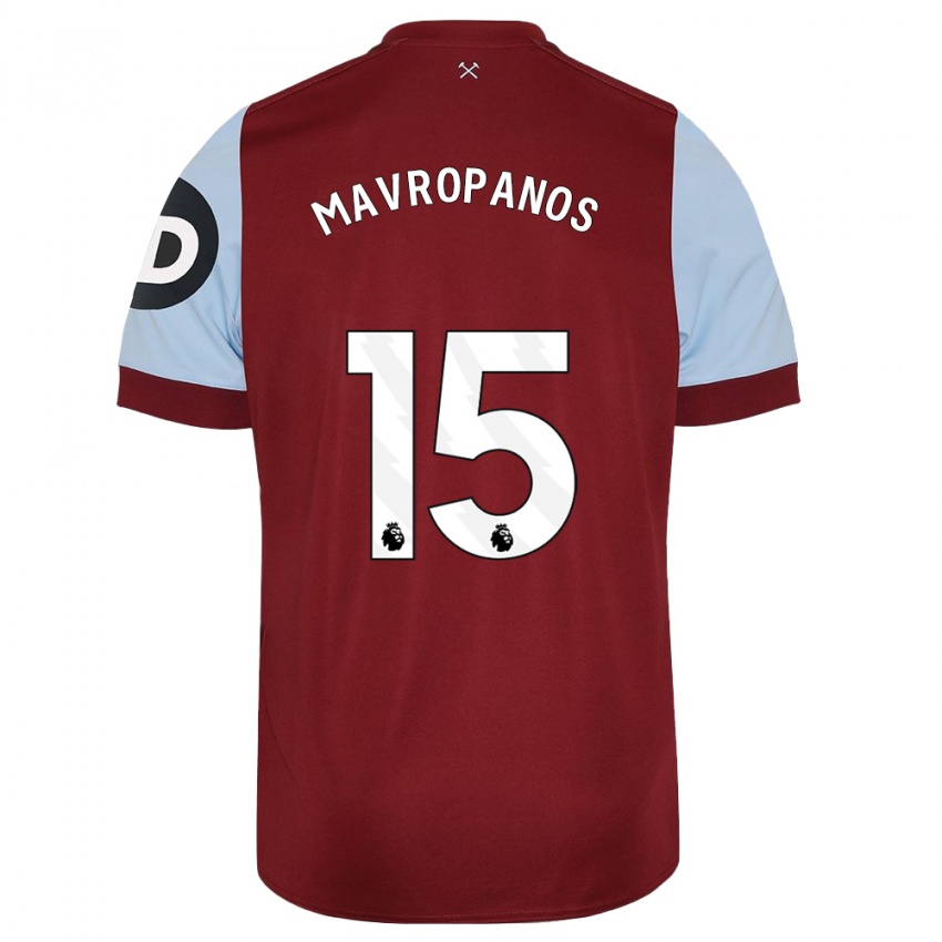 Børn Konstantinos Mavropanos #15 Rødbrun Hjemmebane Spillertrøjer 2023/24 Trøje T-Shirt