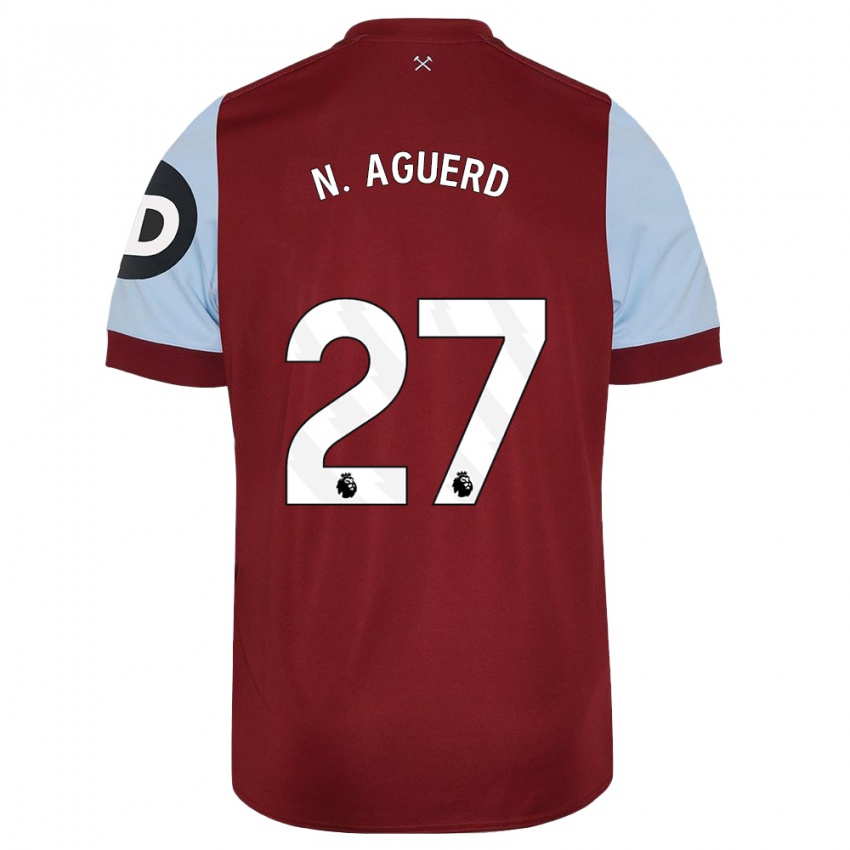 Børn Nayef Aguerd #27 Rødbrun Hjemmebane Spillertrøjer 2023/24 Trøje T-Shirt