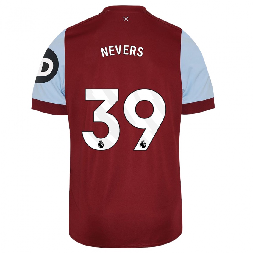 Børn Thierry Nevers #39 Rødbrun Hjemmebane Spillertrøjer 2023/24 Trøje T-Shirt