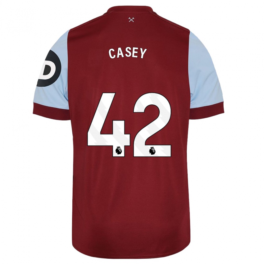 Børn Kaelan Casey #42 Rødbrun Hjemmebane Spillertrøjer 2023/24 Trøje T-Shirt