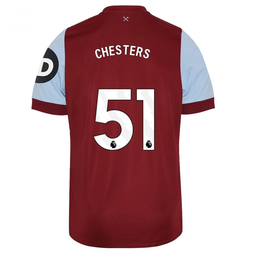 Børn Dan Chesters #51 Rødbrun Hjemmebane Spillertrøjer 2023/24 Trøje T-Shirt