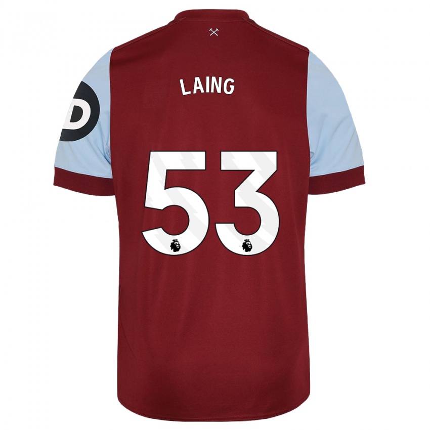 Børn Levi Laing #53 Rødbrun Hjemmebane Spillertrøjer 2023/24 Trøje T-Shirt