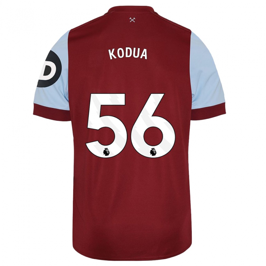 Børn Gideon Kodua #56 Rødbrun Hjemmebane Spillertrøjer 2023/24 Trøje T-Shirt