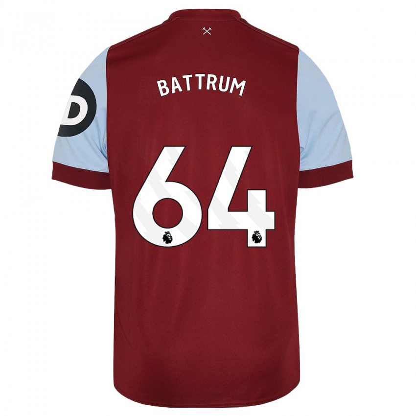Børn Ryan Battrum #64 Rødbrun Hjemmebane Spillertrøjer 2023/24 Trøje T-Shirt