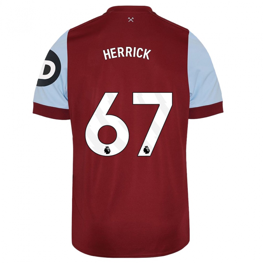 Børn Finlay Herrick #67 Rødbrun Hjemmebane Spillertrøjer 2023/24 Trøje T-Shirt