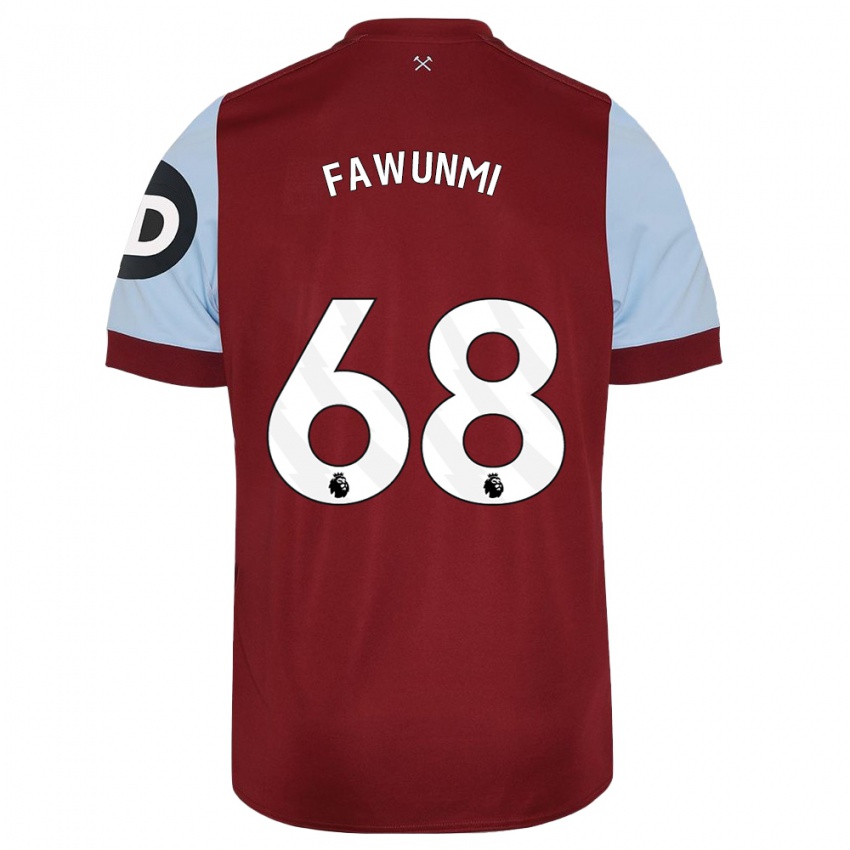 Børn Favour Fawunmi #68 Rødbrun Hjemmebane Spillertrøjer 2023/24 Trøje T-Shirt