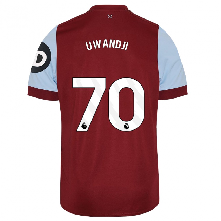 Børn Blaise Uwandji #70 Rødbrun Hjemmebane Spillertrøjer 2023/24 Trøje T-Shirt