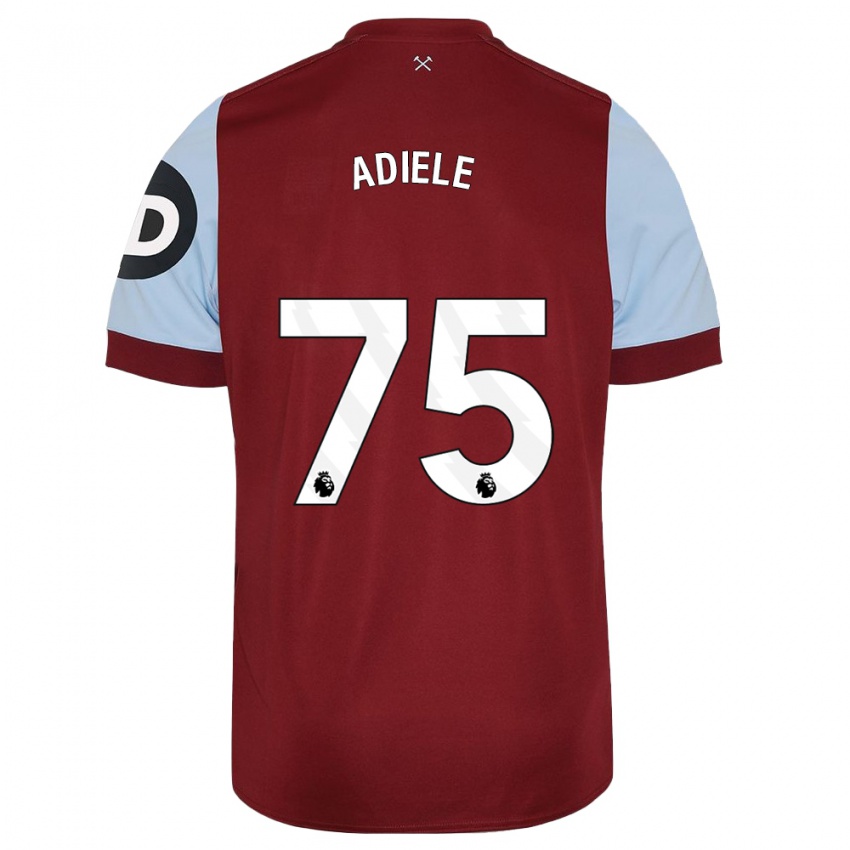 Børn Emeka Adiele #75 Rødbrun Hjemmebane Spillertrøjer 2023/24 Trøje T-Shirt