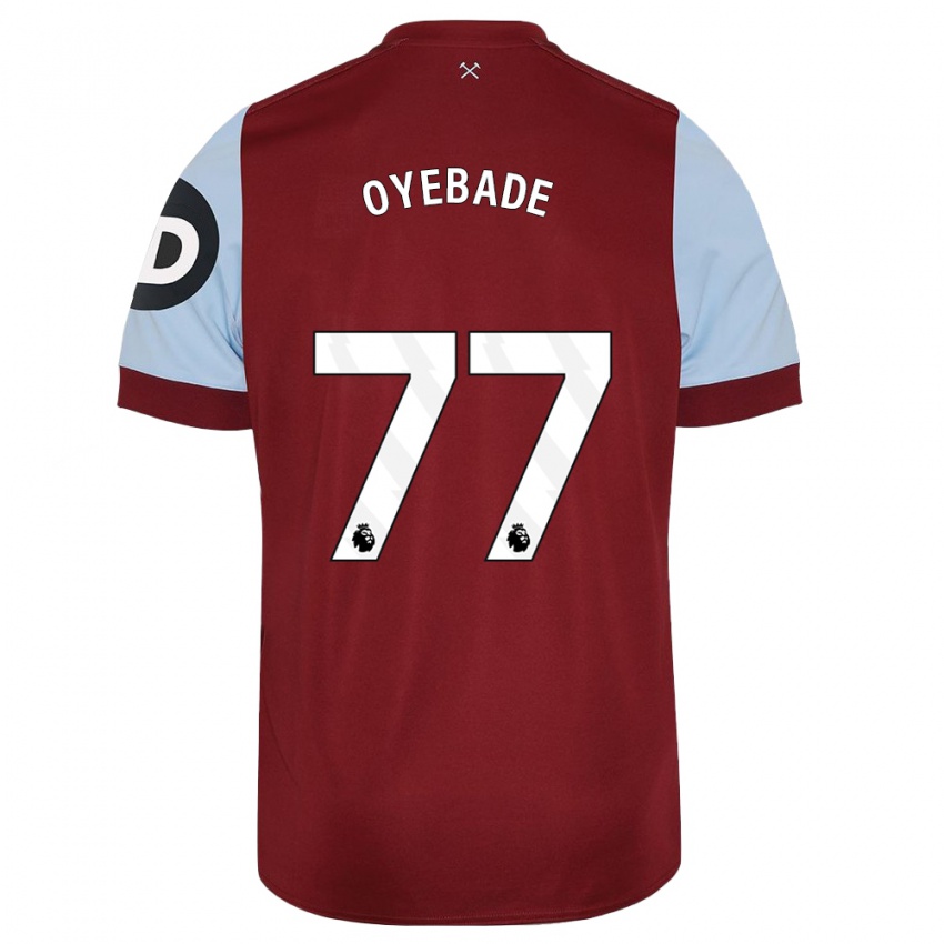 Børn Rayan Oyebade #77 Rødbrun Hjemmebane Spillertrøjer 2023/24 Trøje T-Shirt
