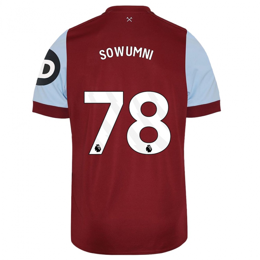 Børn Elisha Sowumni #78 Rødbrun Hjemmebane Spillertrøjer 2023/24 Trøje T-Shirt