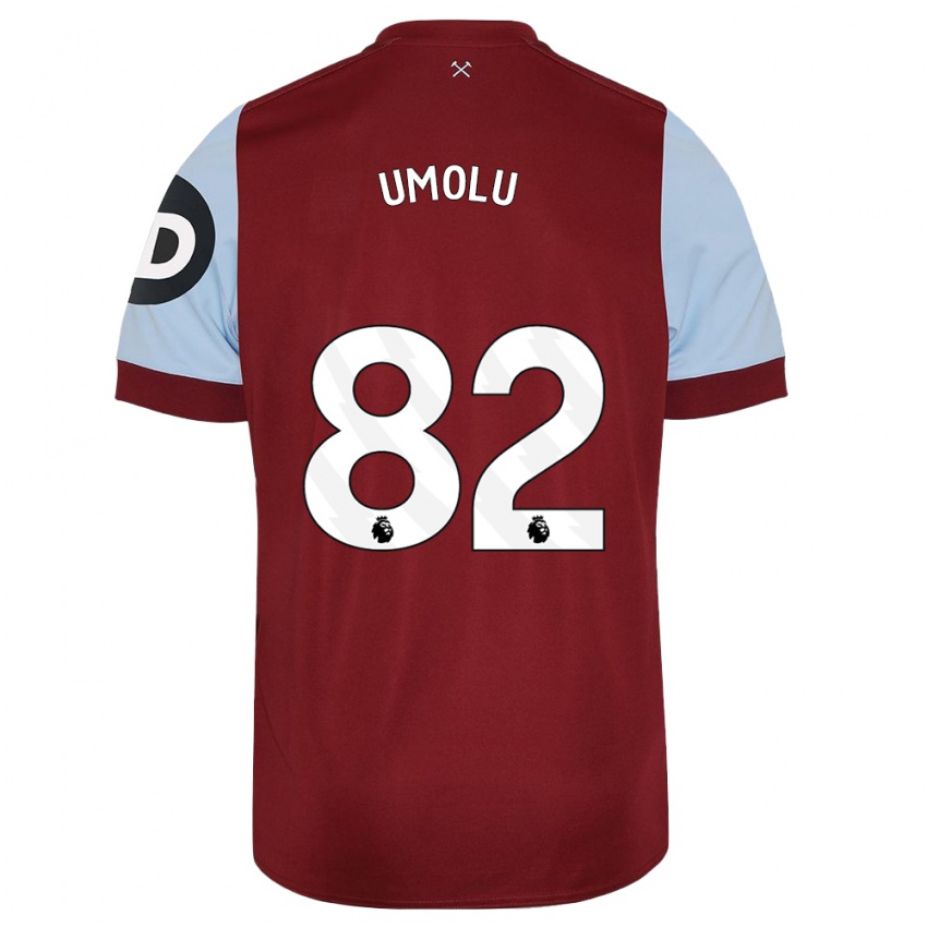 Børn Jemiah Umolu #82 Rødbrun Hjemmebane Spillertrøjer 2023/24 Trøje T-Shirt