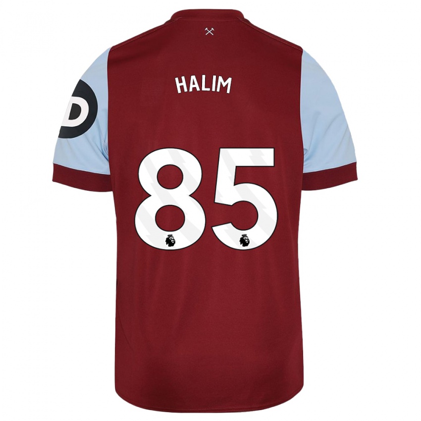 Børn Mehmet Halim #85 Rødbrun Hjemmebane Spillertrøjer 2023/24 Trøje T-Shirt