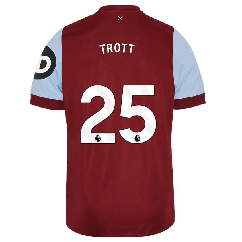 Børn Nathan Trott #25 Rødbrun Hjemmebane Spillertrøjer 2023/24 Trøje T-Shirt