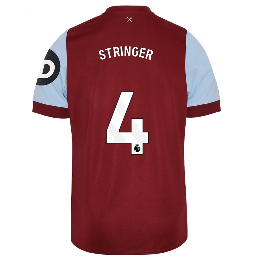 Børn Abbey-Leigh Stringer #4 Rødbrun Hjemmebane Spillertrøjer 2023/24 Trøje T-Shirt