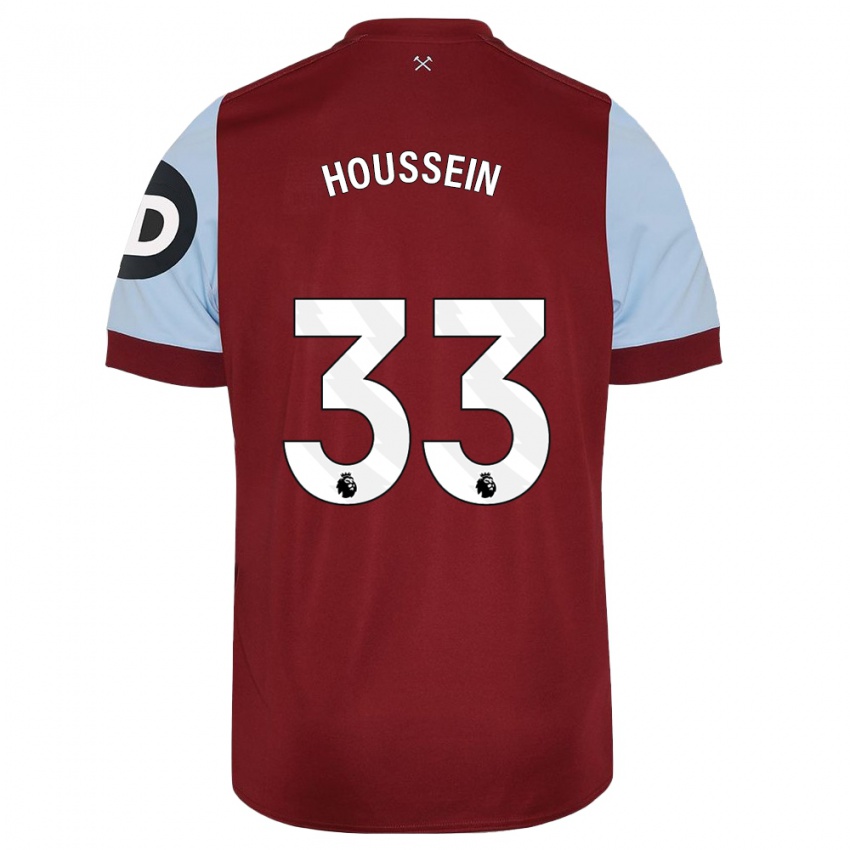 Børn Halle Houssein #33 Rødbrun Hjemmebane Spillertrøjer 2023/24 Trøje T-Shirt