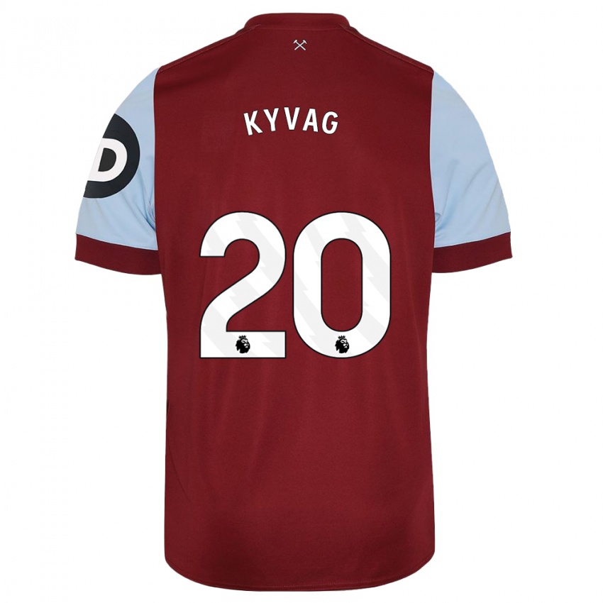 Børn Thea Kyvag #20 Rødbrun Hjemmebane Spillertrøjer 2023/24 Trøje T-Shirt