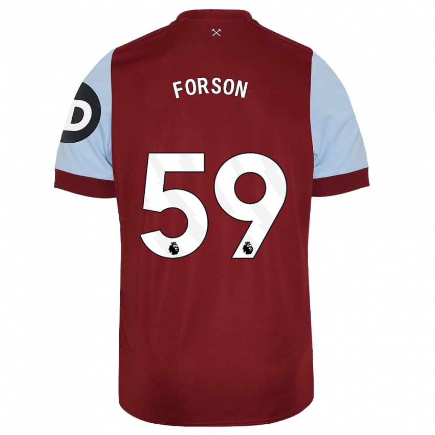 Børn Keenan Forson #59 Rødbrun Hjemmebane Spillertrøjer 2023/24 Trøje T-Shirt