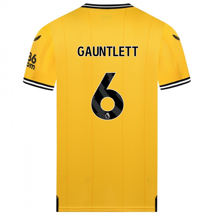 Børn Maz Gauntlett #6 Gul Hjemmebane Spillertrøjer 2023/24 Trøje T-Shirt