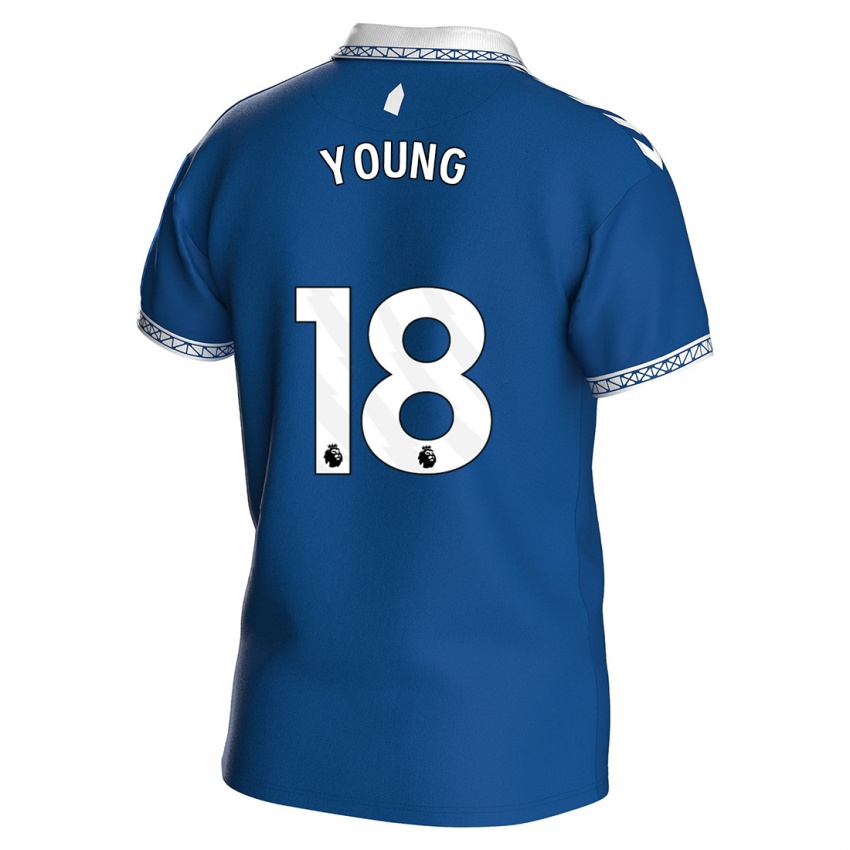 Børn Ashley Young #18 Kongeblå Hjemmebane Spillertrøjer 2023/24 Trøje T-Shirt