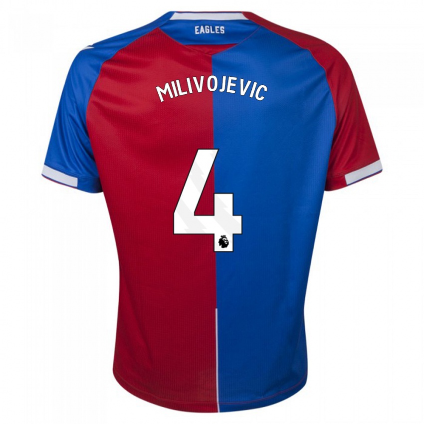Børn Luka Milivojevic #4 Rød Blå Hjemmebane Spillertrøjer 2023/24 Trøje T-Shirt