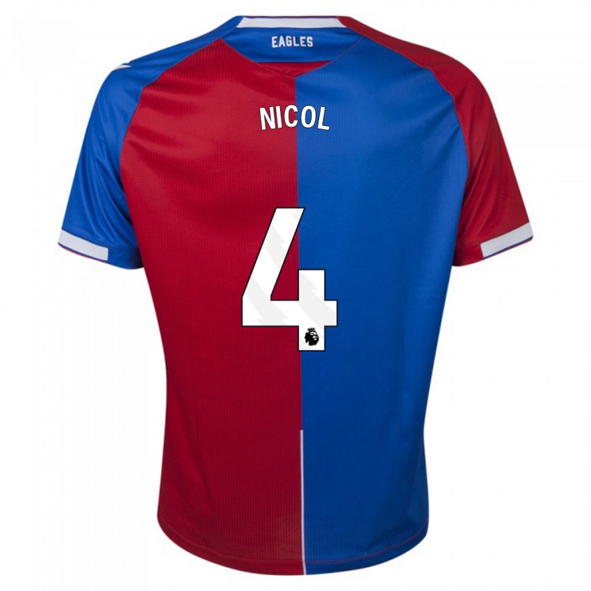 Børn Leigh Nicol #4 Rød Blå Hjemmebane Spillertrøjer 2023/24 Trøje T-Shirt