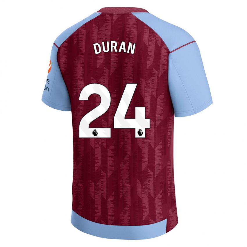 Børn Jhon Durán #24 Klaret Blå Hjemmebane Spillertrøjer 2023/24 Trøje T-Shirt