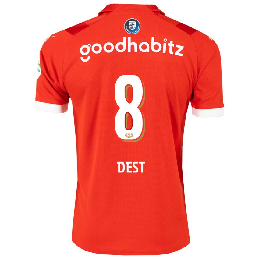Børn Sergino Dest #8 Rød Hjemmebane Spillertrøjer 2023/24 Trøje T-Shirt
