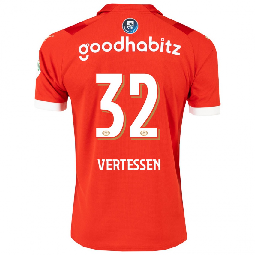 Børn Yorbe Vertessen #32 Rød Hjemmebane Spillertrøjer 2023/24 Trøje T-Shirt