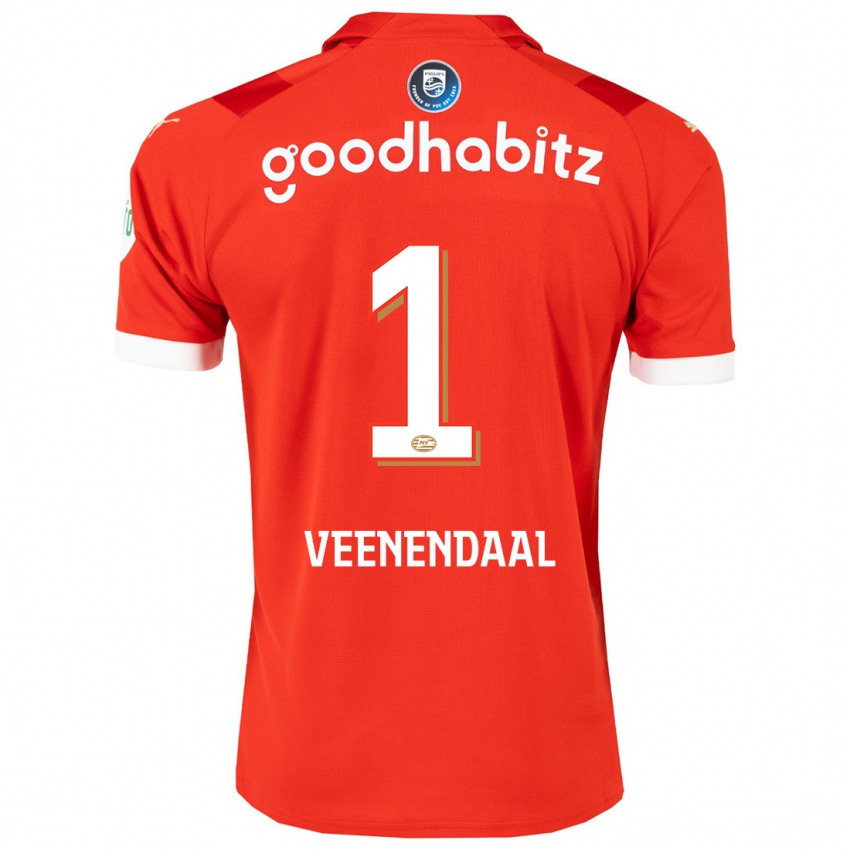 Børn Sari Van Veenendaal #1 Rød Hjemmebane Spillertrøjer 2023/24 Trøje T-Shirt