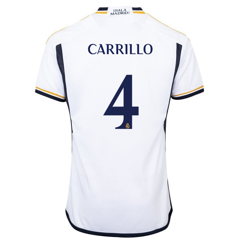 Børn Alvaro Carrillo #4 Hvid Hjemmebane Spillertrøjer 2023/24 Trøje T-Shirt