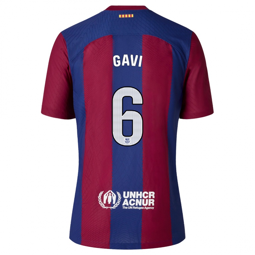 Børn Gavi #6 Rød Blå Hjemmebane Spillertrøjer 2023/24 Trøje T-Shirt