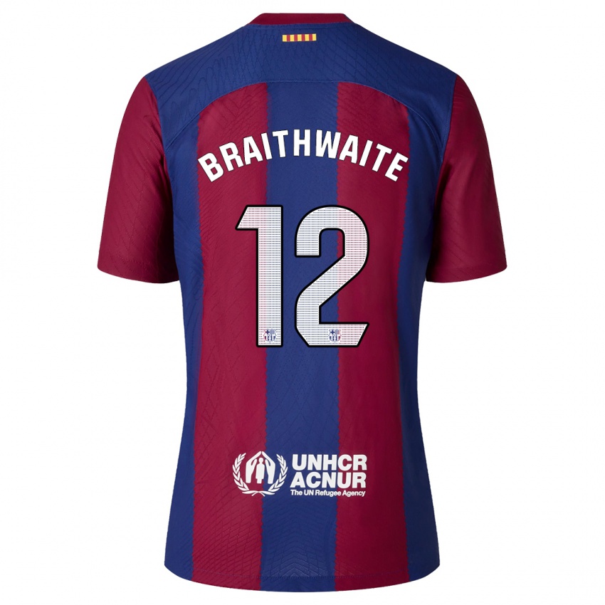 Børn Martin Braithwaite #12 Rød Blå Hjemmebane Spillertrøjer 2023/24 Trøje T-Shirt