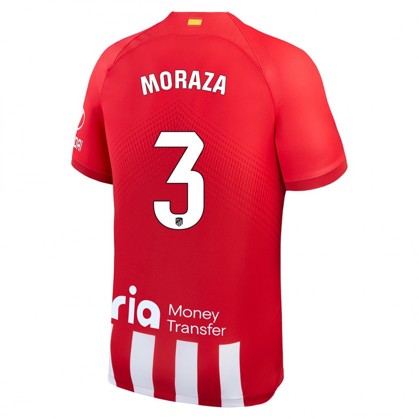 Børn Ainhoa Moraza #3 Rød Hvid Hjemmebane Spillertrøjer 2023/24 Trøje T-Shirt
