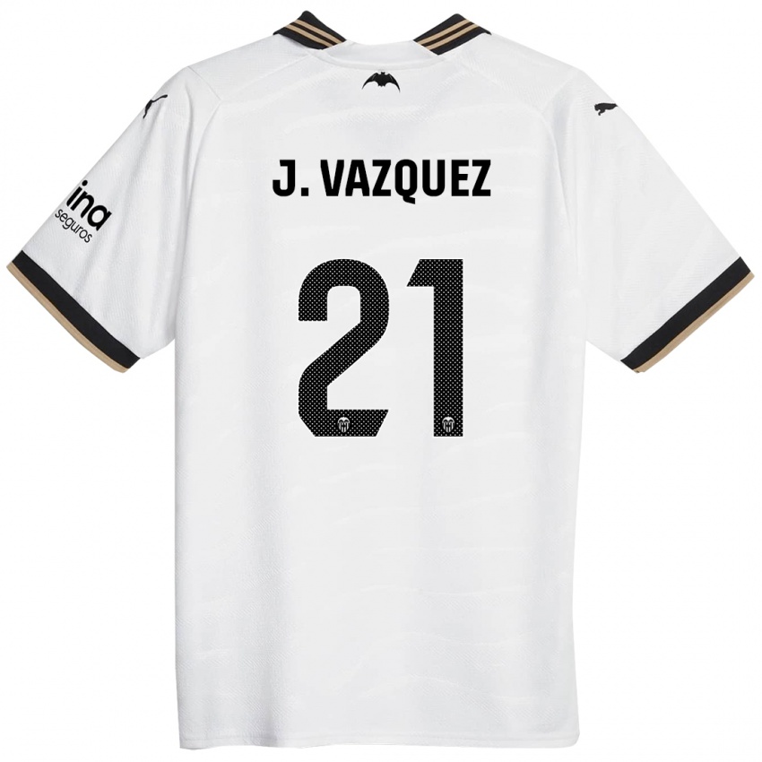 Børn Jesús Vázquez #21 Hvid Hjemmebane Spillertrøjer 2023/24 Trøje T-Shirt