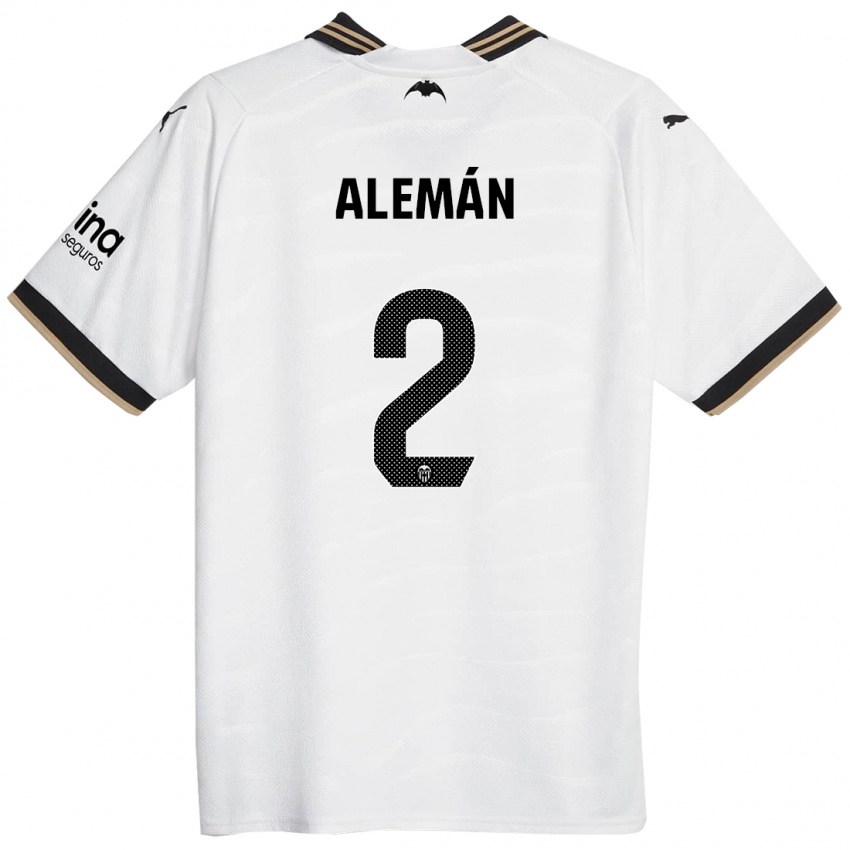 Børn Carlos Alemán #2 Hvid Hjemmebane Spillertrøjer 2023/24 Trøje T-Shirt
