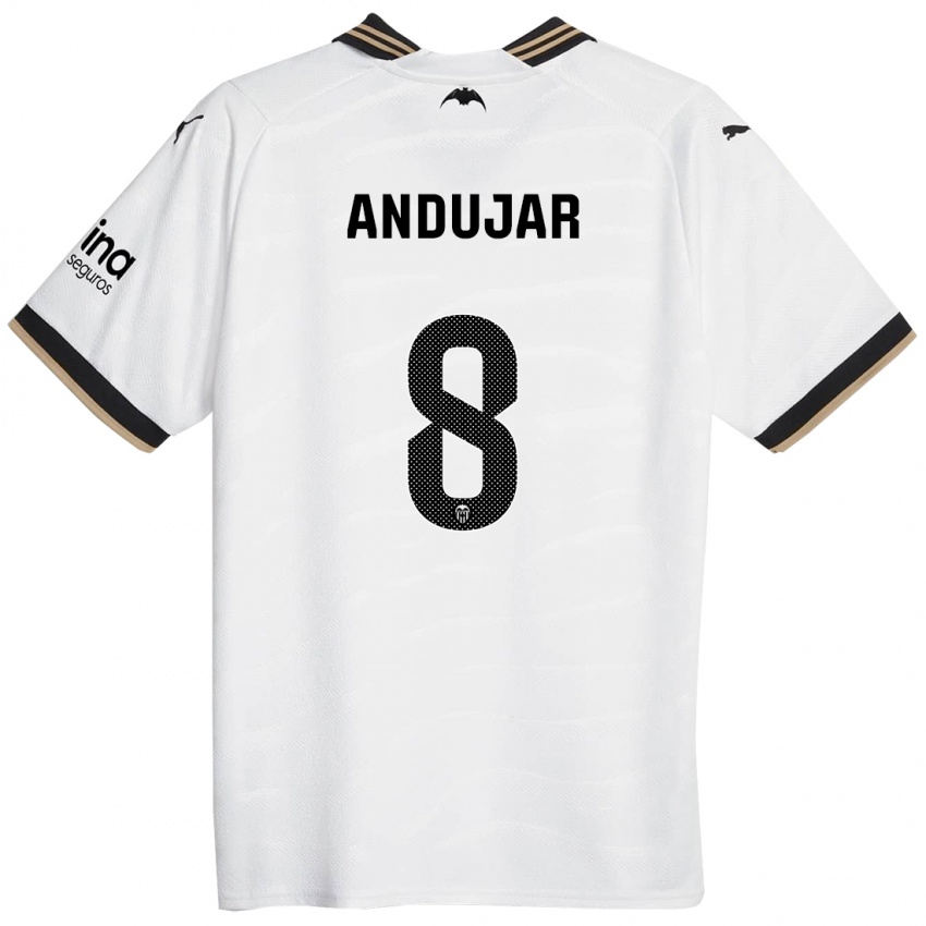 Børn Candela Andujar #8 Hvid Hjemmebane Spillertrøjer 2023/24 Trøje T-Shirt