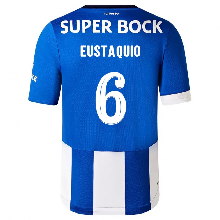 Børn Stephen Eustaquio #6 Blå Hvid Hjemmebane Spillertrøjer 2023/24 Trøje T-Shirt