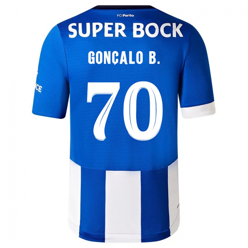 Børn Goncalo Borges #70 Blå Hvid Hjemmebane Spillertrøjer 2023/24 Trøje T-Shirt
