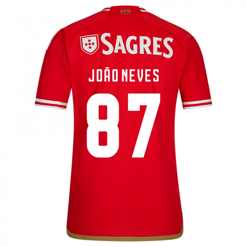 Børn João Neves #87 Rød Hjemmebane Spillertrøjer 2023/24 Trøje T-Shirt