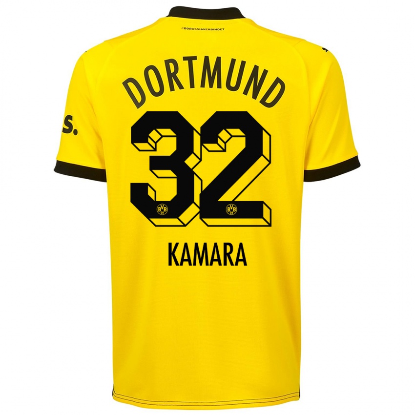 Børn Abdoulaye Kamara #32 Gul Hjemmebane Spillertrøjer 2023/24 Trøje T-Shirt