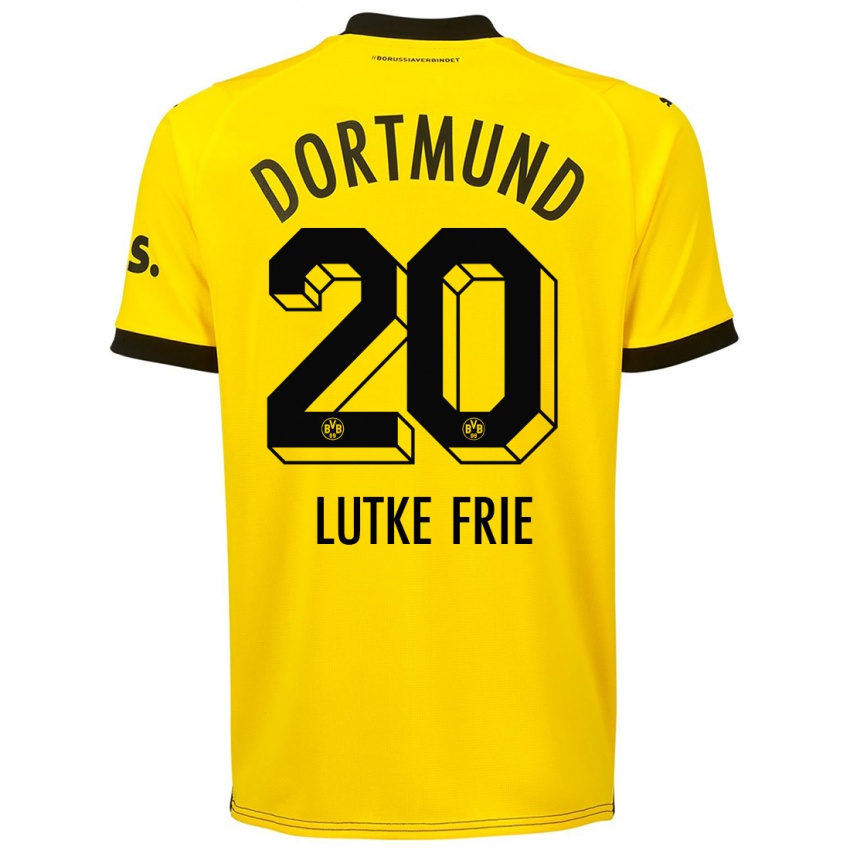 Børn Dennis Lutke-Frie #20 Gul Hjemmebane Spillertrøjer 2023/24 Trøje T-Shirt