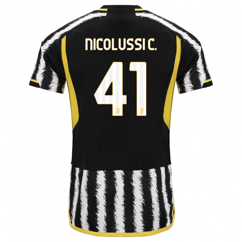 Børn Hans Nicolussi Caviglia #41 Sort Hvid Hjemmebane Spillertrøjer 2023/24 Trøje T-Shirt