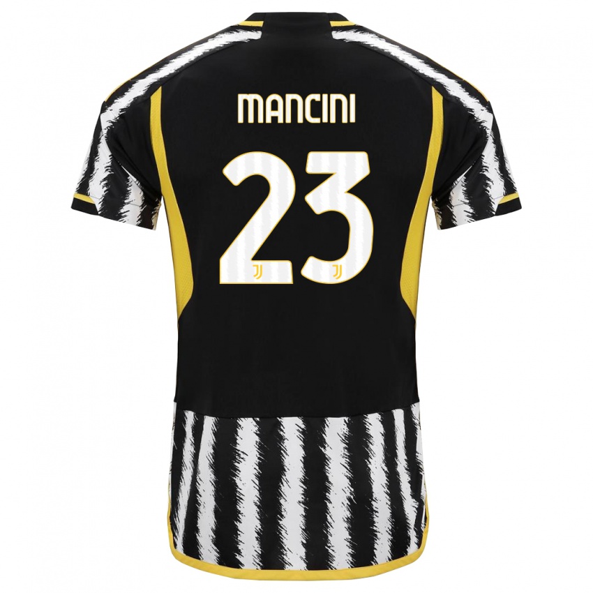 Børn Tommaso Mancini #23 Sort Hvid Hjemmebane Spillertrøjer 2023/24 Trøje T-Shirt