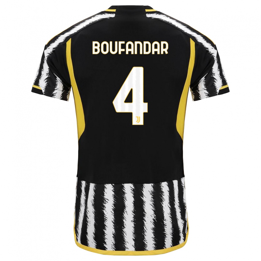 Børn Adam Boufandar #4 Sort Hvid Hjemmebane Spillertrøjer 2023/24 Trøje T-Shirt