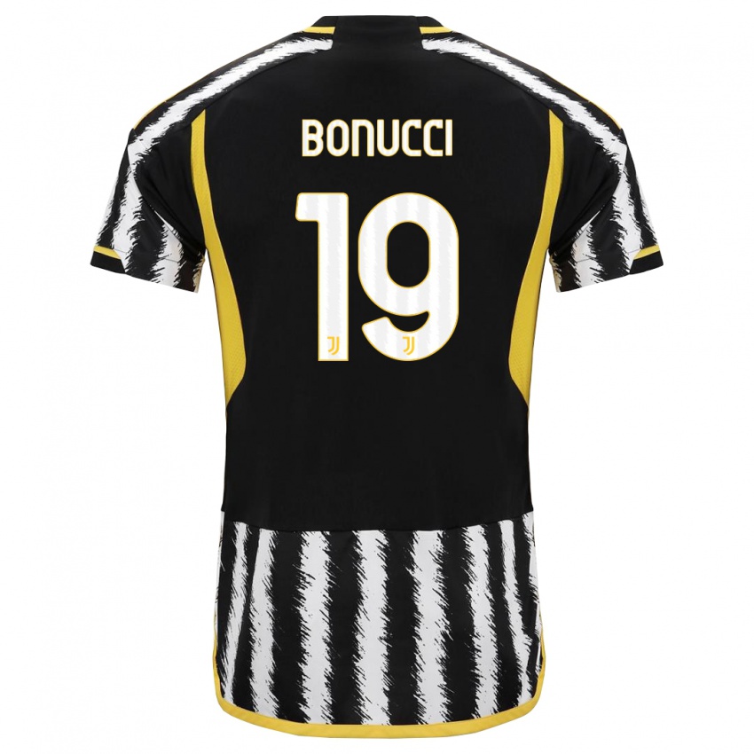 Børn Leonardo Bonucci #19 Sort Hvid Hjemmebane Spillertrøjer 2023/24 Trøje T-Shirt