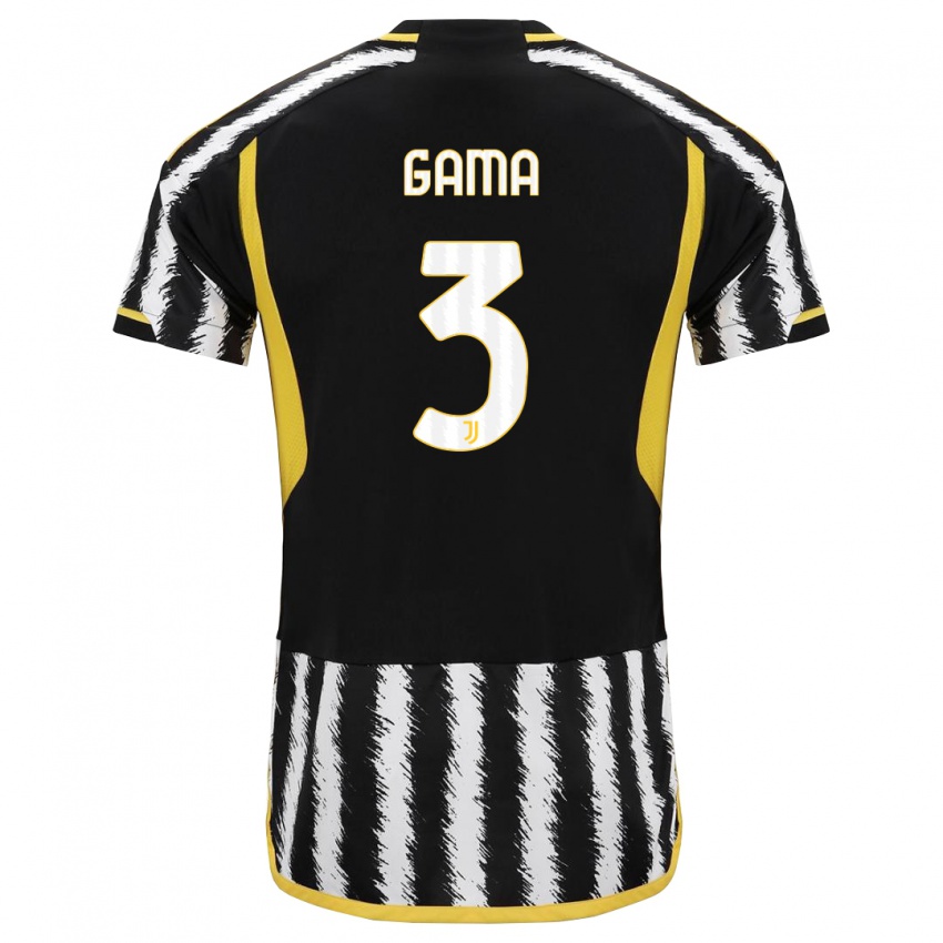 Børn Sara Gama #3 Sort Hvid Hjemmebane Spillertrøjer 2023/24 Trøje T-Shirt
