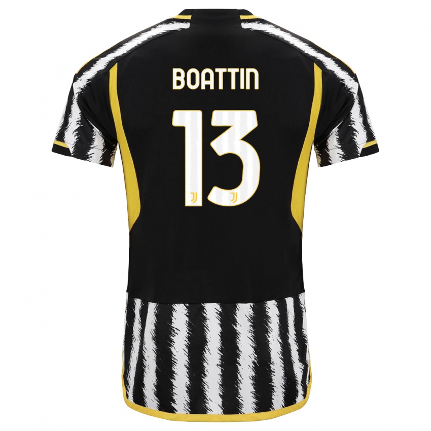 Børn Lisa Boattin #13 Sort Hvid Hjemmebane Spillertrøjer 2023/24 Trøje T-Shirt