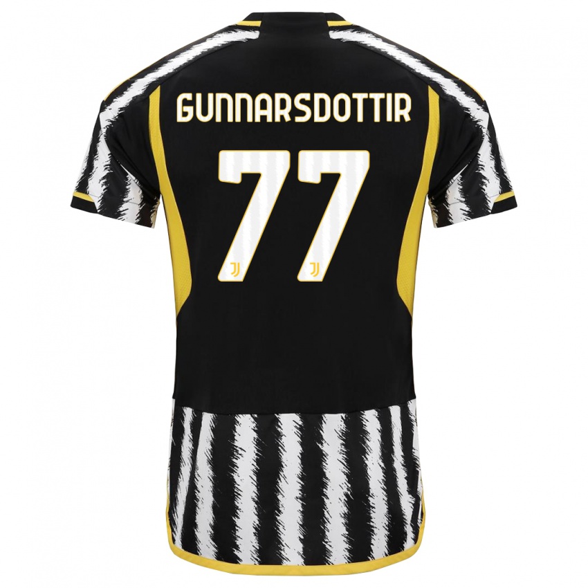 Børn Sara Bjork Gunnarsdottir #77 Sort Hvid Hjemmebane Spillertrøjer 2023/24 Trøje T-Shirt