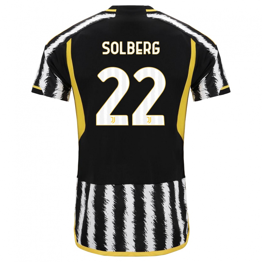 Børn Elias Solberg #22 Sort Hvid Hjemmebane Spillertrøjer 2023/24 Trøje T-Shirt